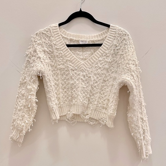 Distressed Crochet Sweater - Picture 2 of 3